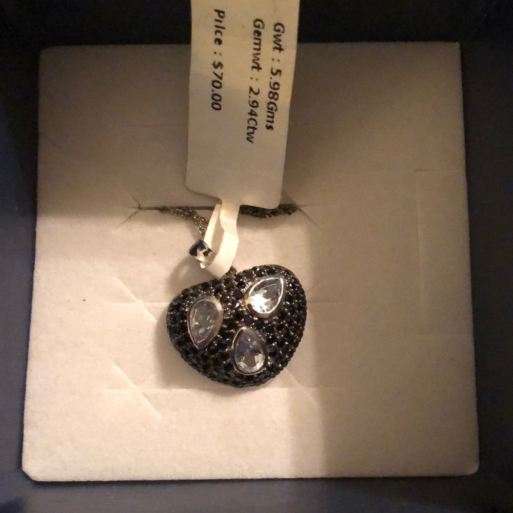 Blue topaz heart necklace